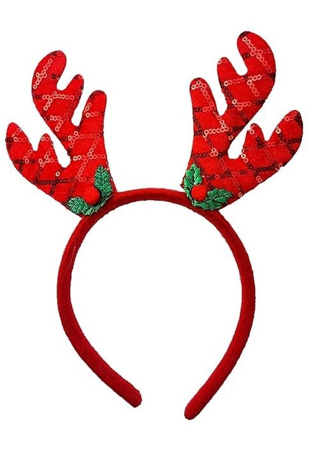 Partunay 2 Pcs REd Green Reindeer Antlers Christmas THairband Christmas Headbands Christmas Costume for Kids Adults Christmas Xmas Props Party Favor Christmas Xmas New Year Celebration Item - Image 2